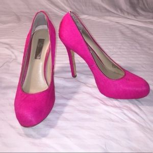I•N•C hot pink calf fur pumps size
